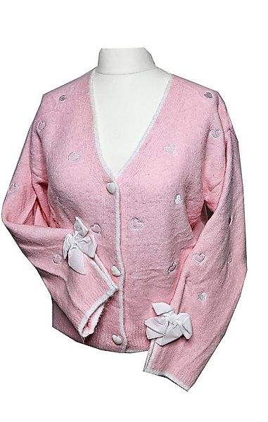 Strickjacke Strickjacke Herzchen Schleife Rosa M 40 / 42 Cardigan Frühling günstig online kaufen