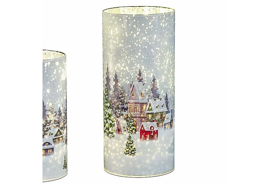 formano Nachttischlampe Winterdorf, Mit Timerfunktion, Weiß, Motiv: Häuser günstig online kaufen