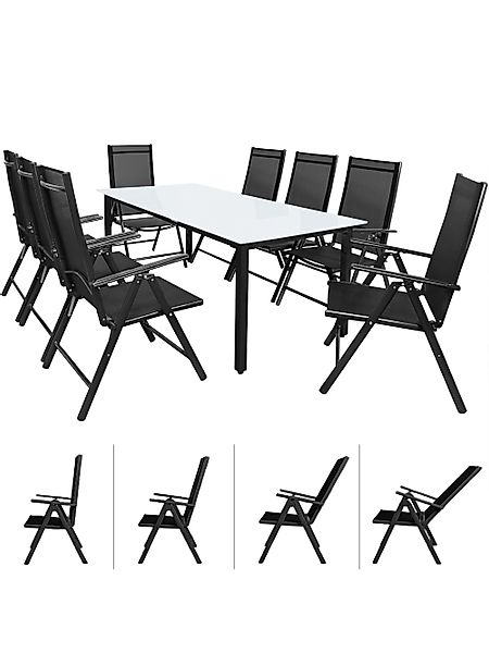 Gartensitzgruppe Bern 9-tlg 8 Personen Anthrazit Alu Milchglas Glas günstig online kaufen