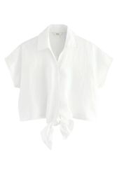 Next Kurzarmhemd Kurzarm-Bluse mit Knotendesign vorne günstig online kaufen