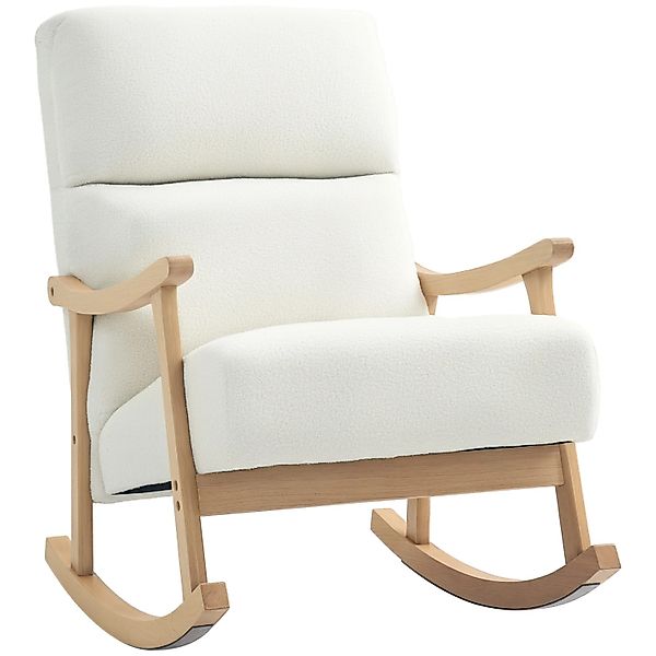 HOMCOM Schaukelstuhl Polyester Schaumstoff 65L x 90B x 98H cm Cremeweiß günstig online kaufen