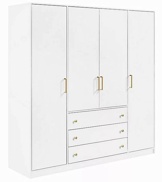 Compleo Kleiderschrank mit 3 Schubladen RETRO D4 Gold Griffe, Modern design günstig online kaufen