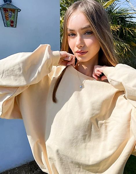 ASOS DESIGN – Oversize-Sweatshirt in gelber Waschung-Mehrfarbig günstig online kaufen