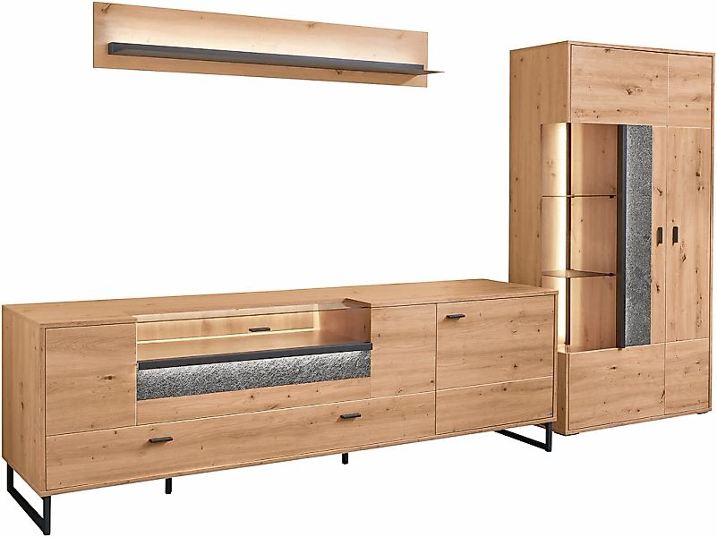 set one by Musterring TV-Wand "Deltona" 3 Stk. tlg. Zierelemente aus Sandst günstig online kaufen