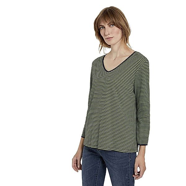 Tom Tailor Langarm T-shirt 3XL Green Navy Popcorn Structure günstig online kaufen