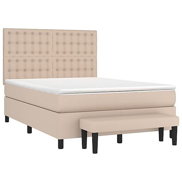 vidaXL Bett Boxspringbett Matratze Cappuccino-Braun 140x200cm Kunstleder günstig online kaufen