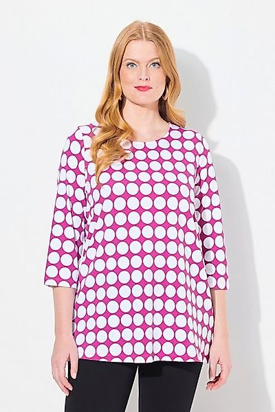 Ulla Popken T-Shirt Shirt Dots A-Linie Rundhals 3/4-Arm Pima Cotton günstig online kaufen