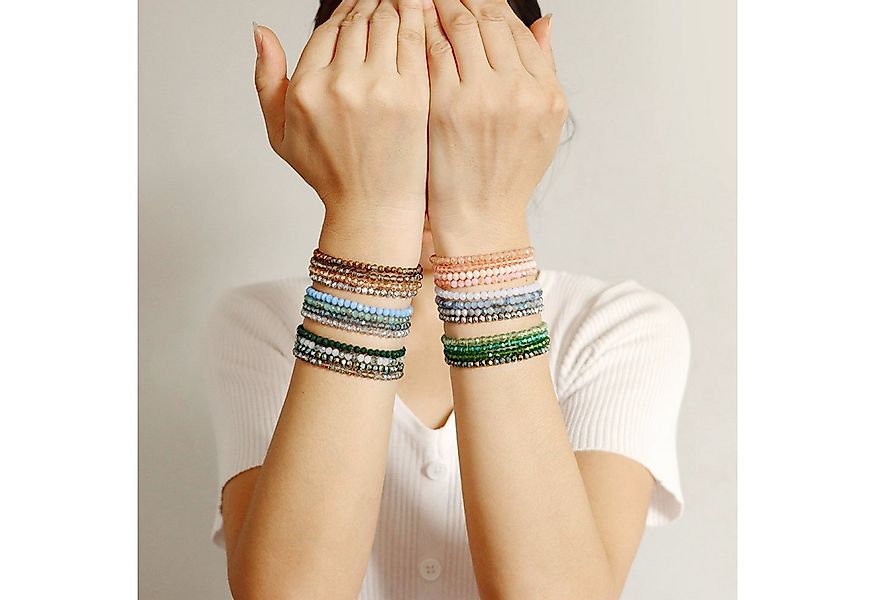 KARMA Armband Set Damenarmband Glasperlen 4er Set Rosé, Bunt, Blau, Türkis günstig online kaufen