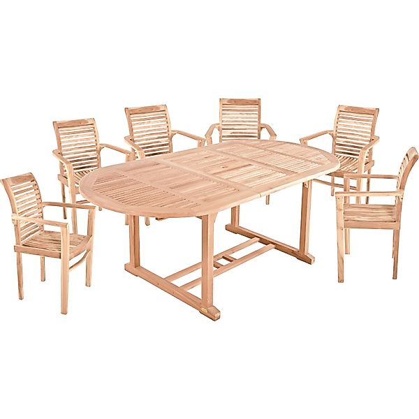Garden Pleasure Gartenmöbel-Set 03 Solo/Java 7-teilig Hellbraun günstig online kaufen