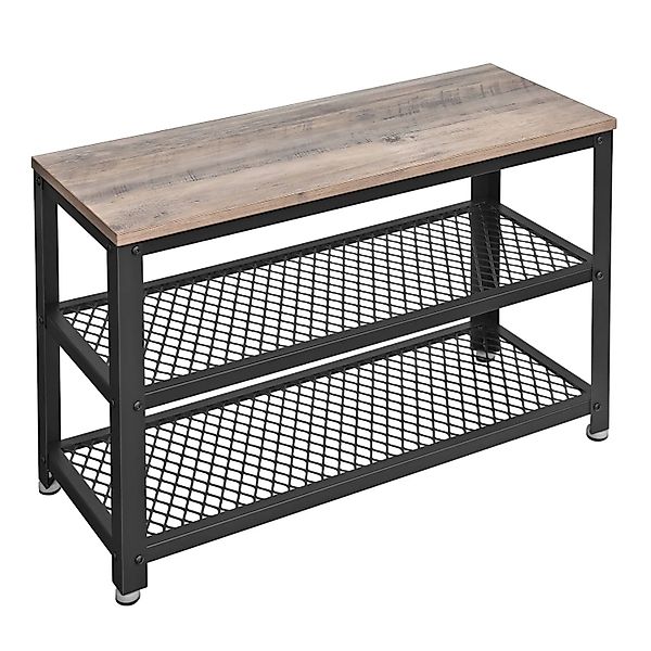 Songmics Schuhbank Daxton mit 2 Gitterablagen Greige-Schwarz günstig online kaufen