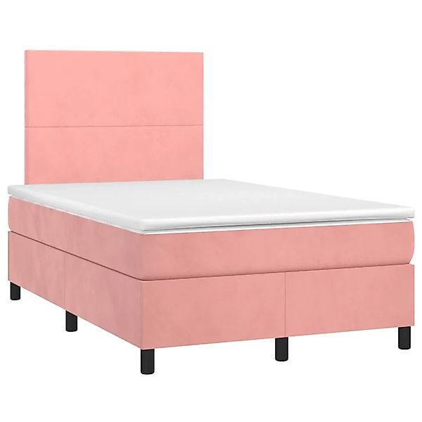 vidaXL Boxspringbett mit Matratze & LED Rosa 120x190 cm Samt 3270304 günstig online kaufen