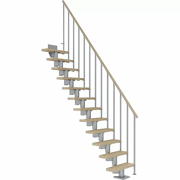 Dolle Mittelholmtreppe Dublin Ahorn Perlgrau GH bis 315 cm Gerade 65 cm günstig online kaufen