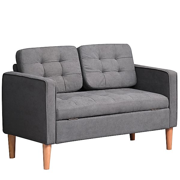 HOMCOM 2-Sitzer Sofa Stoffsofa Doppelsofa mit abnehmbaren Kissen aus Gummih günstig online kaufen