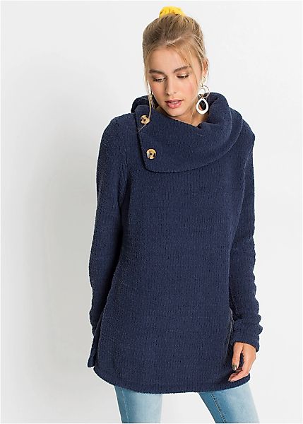 bonprix Longpullover "Longpullover" weiches Material, mit Knöpfen am Kragen günstig online kaufen