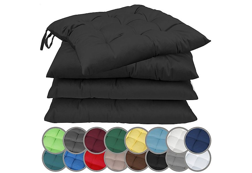 NatureMark Sitzkissen 4er-Set Stuhlkissen 40x40cm mit Bändern, Sitzpolster günstig online kaufen