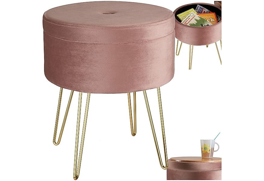 tectake Sitzhocker Schminkhocker Ava gepolstert in Samtoptik 300kg mit Stau günstig online kaufen