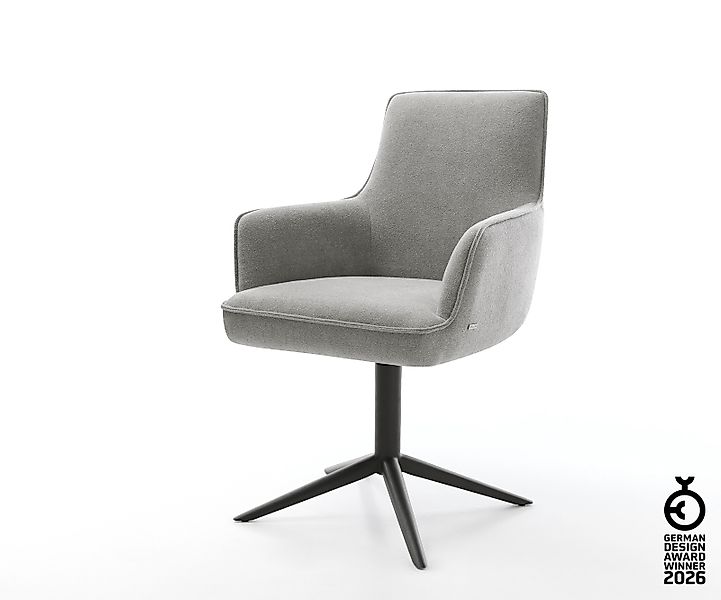 Drehstuhl Heira-Flex mit Armlehnen Strukturstoff Soft Grau Fußkreuz Schwarz günstig online kaufen