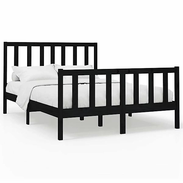 vidaXL Bett Massivholzbett Schwarz Kiefer 140x190 günstig online kaufen