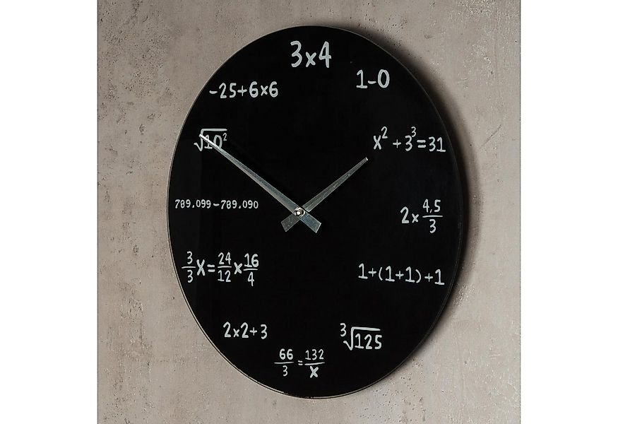 Levandeo® Dekoobjekt, Wanduhr Glas 35cm rund Mathe Mathematik schwarz Desig günstig online kaufen