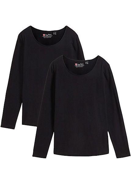 bonprix Langarmshirt (Packung, 2-tlg) Slim fit Passform, Rundhalsausschnitt günstig online kaufen
