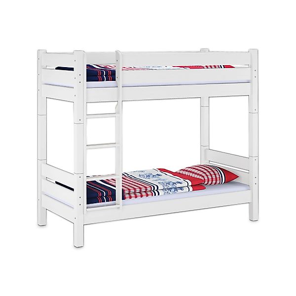Erst-Holz Gemütliches Etagenbett 90 x 220 Kiefer Weiß Massiv Nische 100 Tei günstig online kaufen