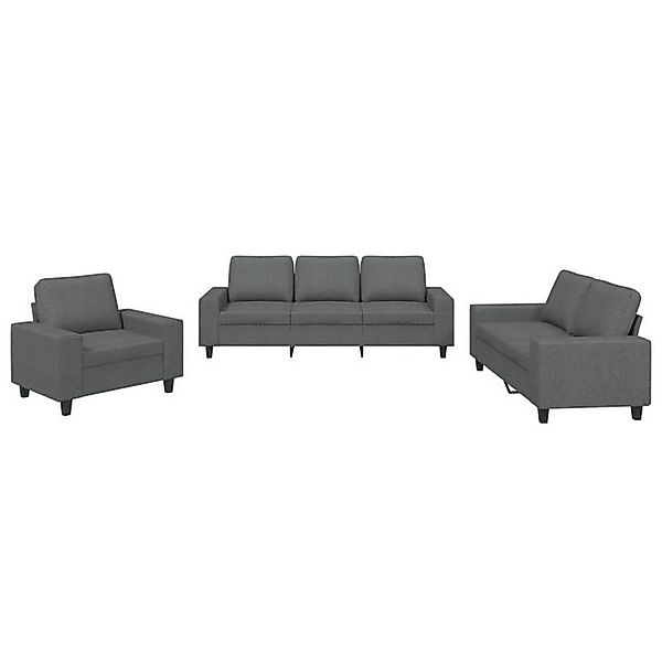 vidaXL Sofa, 3-tlg. Sofagarnitur Dunkelgrau Stoff günstig online kaufen