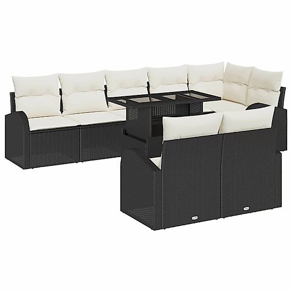 vidaXL Garten-Sofa-Set mit Speicher 9-Tlg Schwarz Poly Rattan 3357400 günstig online kaufen