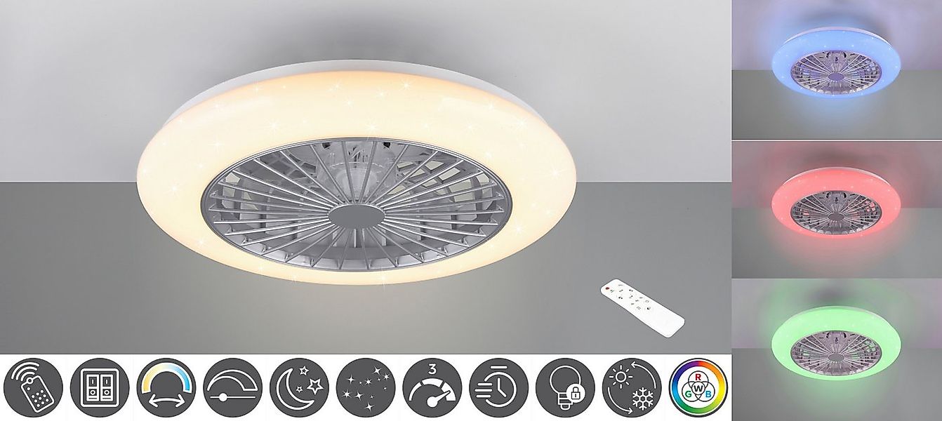 Reality Leuchten LED Deckenleuchte Stralsund Deckenventilator, Farbwechsel, günstig online kaufen