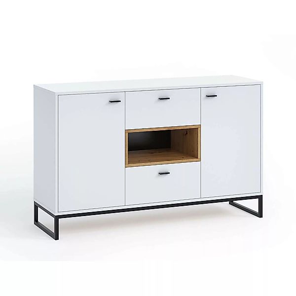 Wohn-/Esszimmer Sideboard in weiß mit Metallgestell OSTUNI-132, B/H/T ca. 1 günstig online kaufen