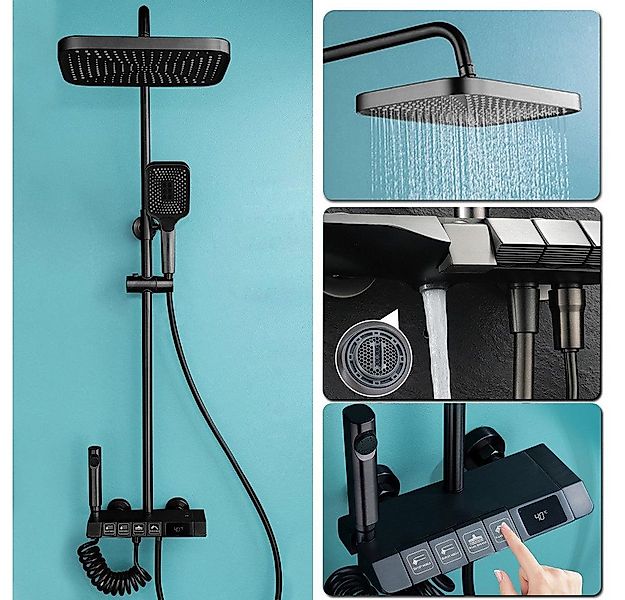 XERSEK Duschsystem 30cm Regendusche Duscharmatur Duschbrause 86-120cm Dusch günstig online kaufen