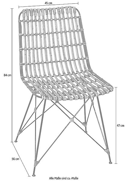 Home affaire Rattanstuhl, Maße (B/T/H): 45/56/84 cm günstig online kaufen