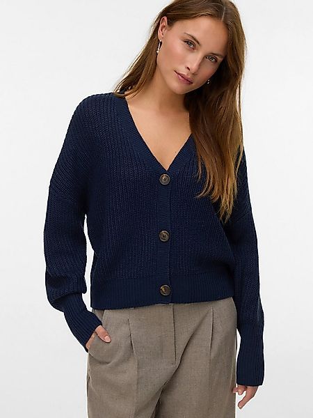 Vero Moda Strickjacke VMLEA LS V-NECK CUFF CARDIGAN NOOS Rippstrick günstig online kaufen