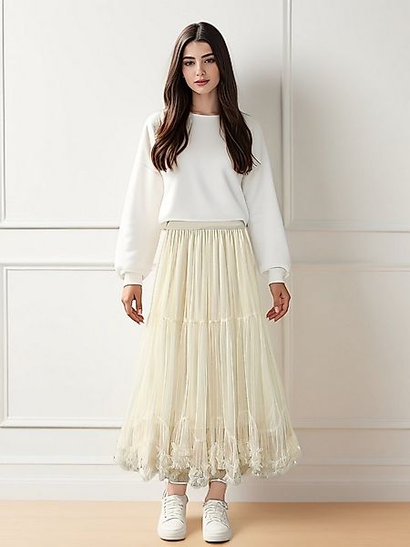 DEBAIJIA Meshrock Damen Röcke Lang Hoch Elastische Taille Elegant Vintage M günstig online kaufen