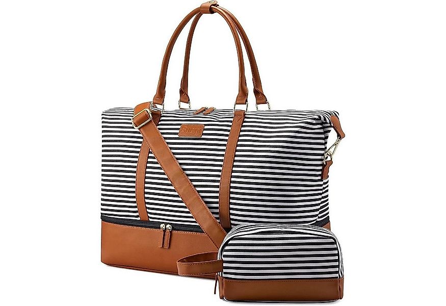 LuxusKollektion Reisetasche Weekender Reisetasche Damen Canvas PU-Leder XL günstig online kaufen