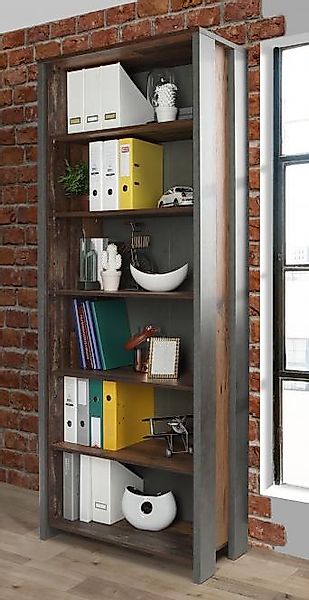 Regal 86 cm breit CLIF von Forte Old-Wood Vintage / Beton günstig online kaufen