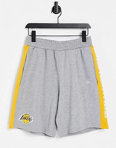 New Era – NBA LA Lakers – Jersey-Shorts in Grau mit Logoprint und Seitenstr günstig online kaufen