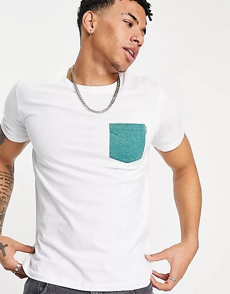 Jack & Jones – Core – T-Shirt mit Tasche in Weiß günstig online kaufen