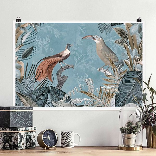 Poster Vintage Collage - Paradiesvögel günstig online kaufen