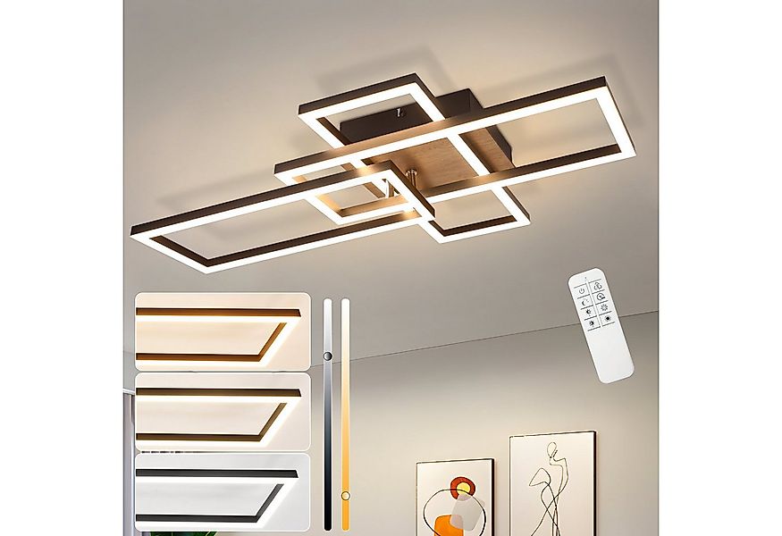 Nettlife LED Deckenleuchte Holz Wohnzimmer Dimmbar Schwarz/Weiß 102CM Moder günstig online kaufen