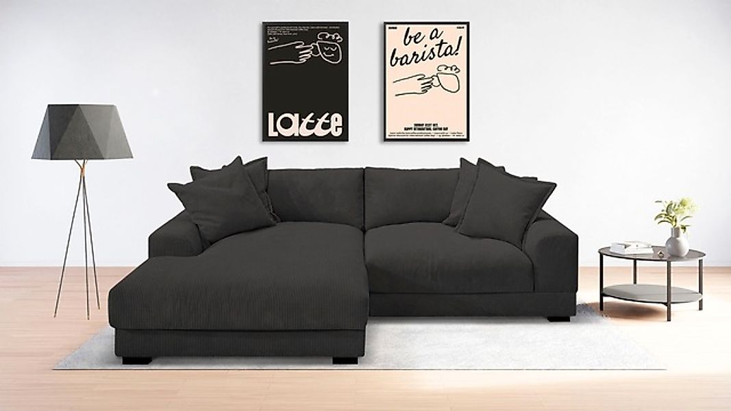 TRENDMANUFAKTUR Ecksofa »Zinal, aktuelles Design, mit 4 Zierkissen,«, mit e günstig online kaufen