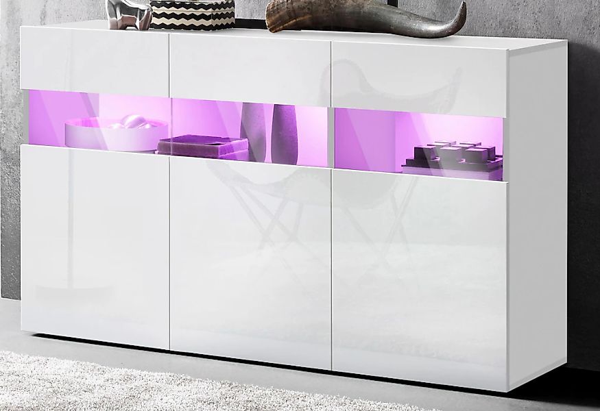 INOSIGN Sideboard, Kommode mit 3 Türen, Breite 130 cm, ohne Beleuchtung günstig online kaufen