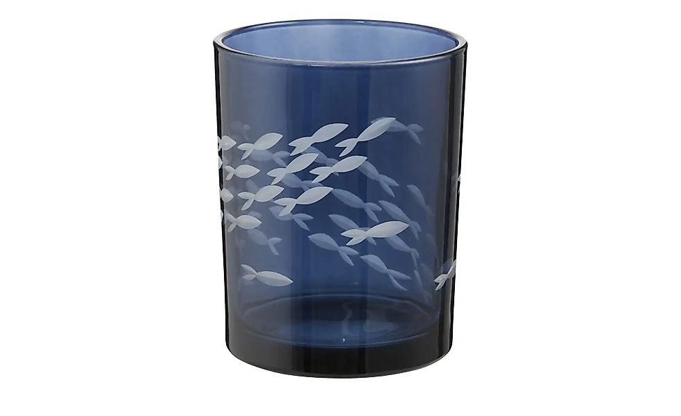 Teelichtglas Fische   ¦ blau ¦ Glas ¦ Maße (cm): H: 12,5  Ø: 10 Accessoires günstig online kaufen