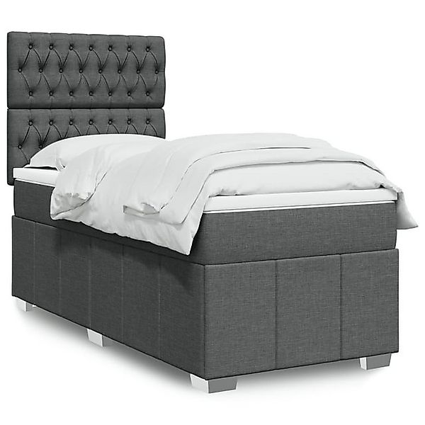 vidaXL Boxspringbett, Boxspringbett mit Matratze Dunkelgrau 90x200 cm Stoff günstig online kaufen