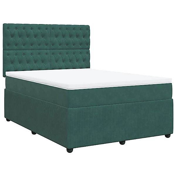 vidaXL Boxspringbett mit Matratze Dunkelgrün 140x200 cm Samt 3292367 günstig online kaufen