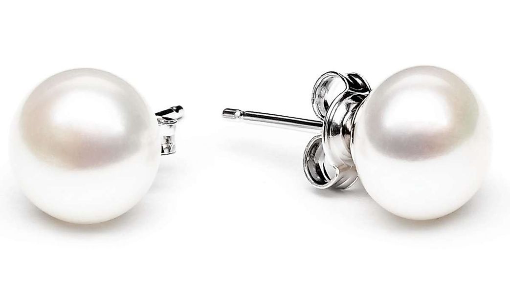 Gaura Pearls Paar Ohrstecker Perlenohrstecker weiß 7.5-8 mm, Button, echte günstig online kaufen