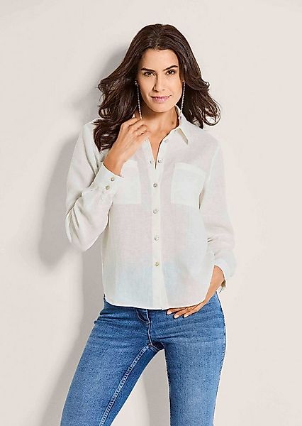 MADELEINE Hemdbluse Hemdbluse mit Taschen Sommerbluse mit Hemdkragen, Knopf günstig online kaufen