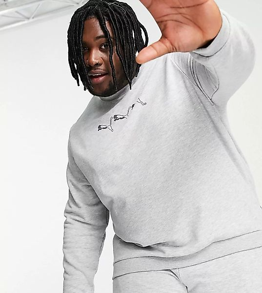 Puma Plus – Sweatshirt mit sich wiederholendem Raubkatzen-Logo in Grau - ex günstig online kaufen