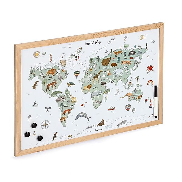 Zeller Present Magnettafel Magnet-/Schreibtafel 'Weltkarte', Metall/Kiefer günstig online kaufen