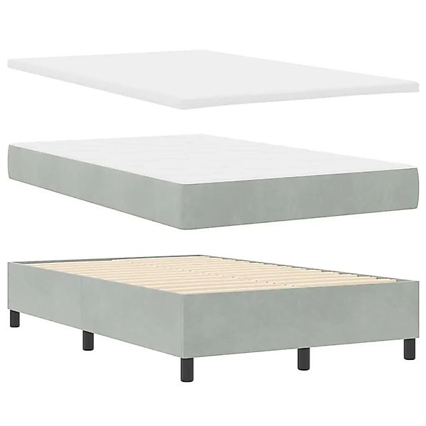 vidaXL Boxspringbett mit Matratze Hellgrau 120 x 200 cm Samt 3344438 günstig online kaufen