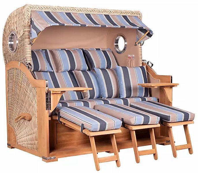 Strandkorb Norderney XXL Teak Bullauge PE shell Dessin 580 günstig online kaufen